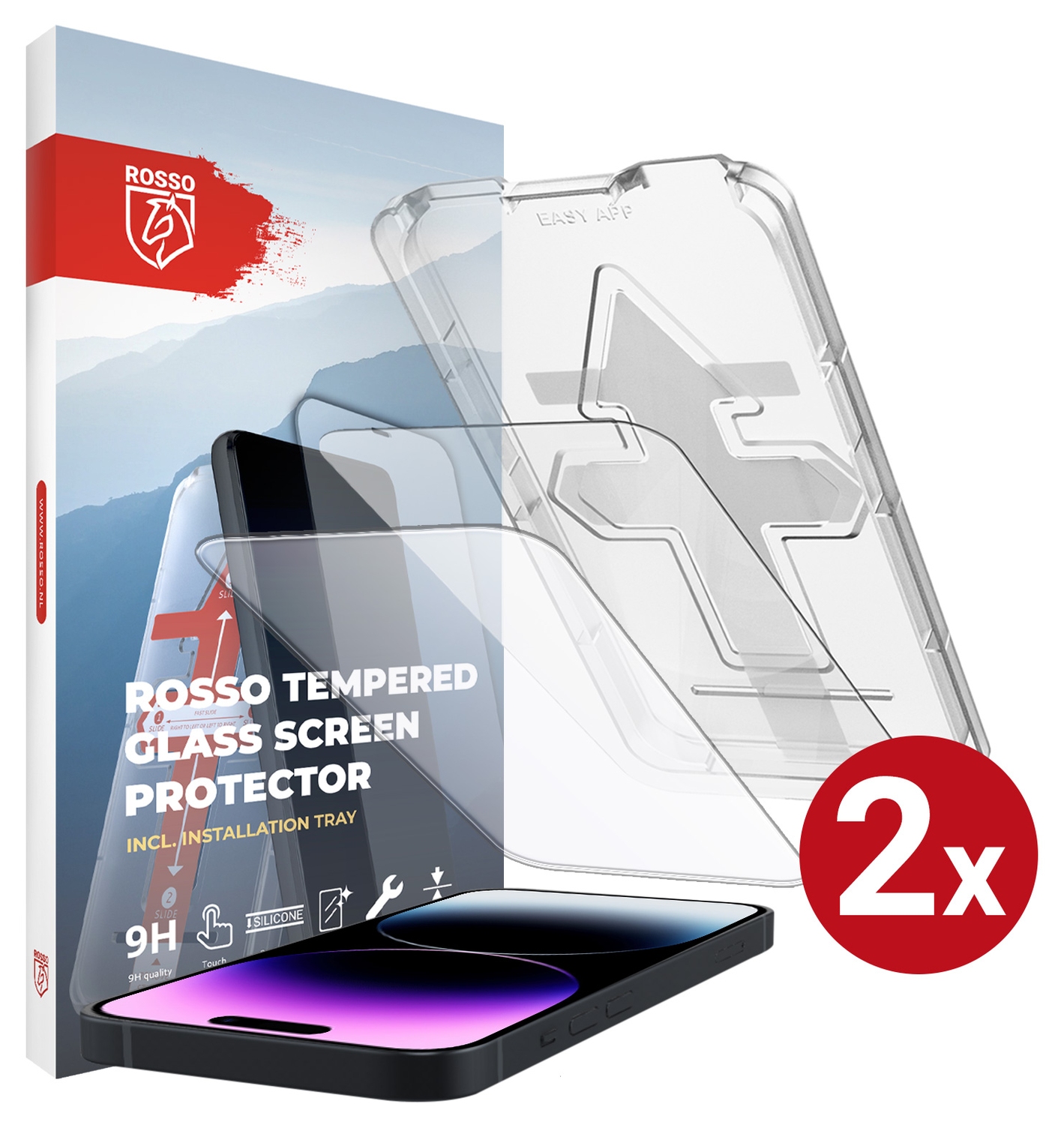 Rosso Apple iPhone 14 Pro Tempered Glass met Installatietray (2-Pack) afbeelding 12