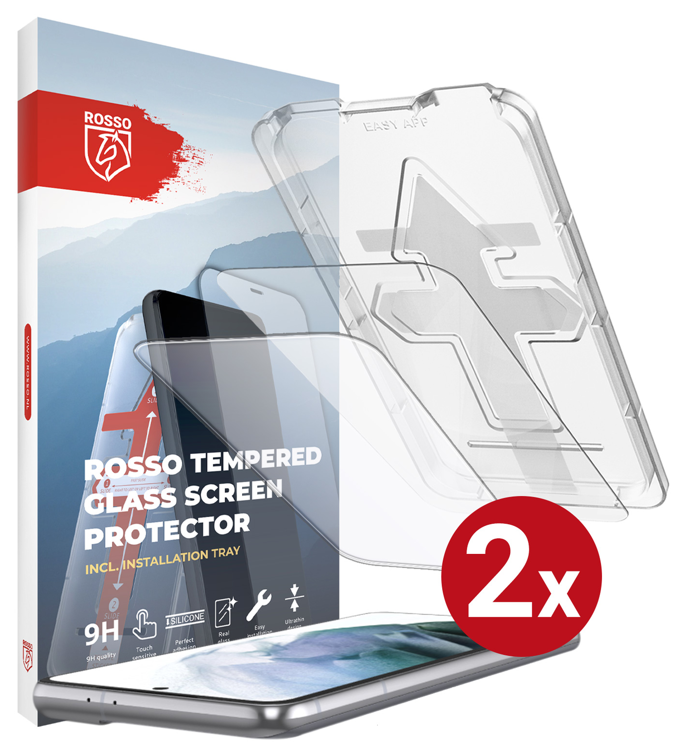 Rosso Samsung Galaxy S21 Tempered Glass met Installatietray (2-Pack) afbeelding 13