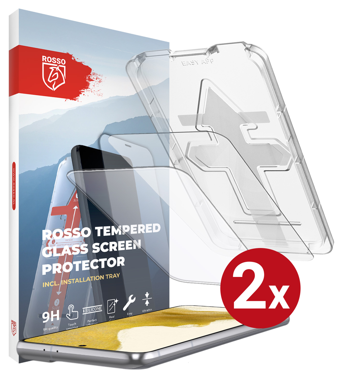 Rosso Samsung Galaxy S22 Tempered Glass met Installatietray (2-Pack) afbeelding 13