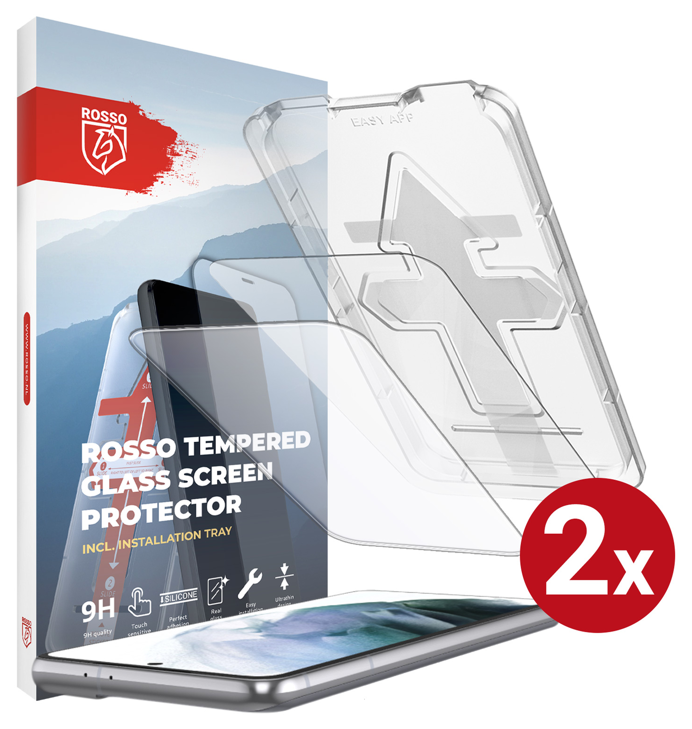 Rosso Samsung Galaxy S21 FE Tempered Glass met Installatietray (2-Pack) afbeelding 1