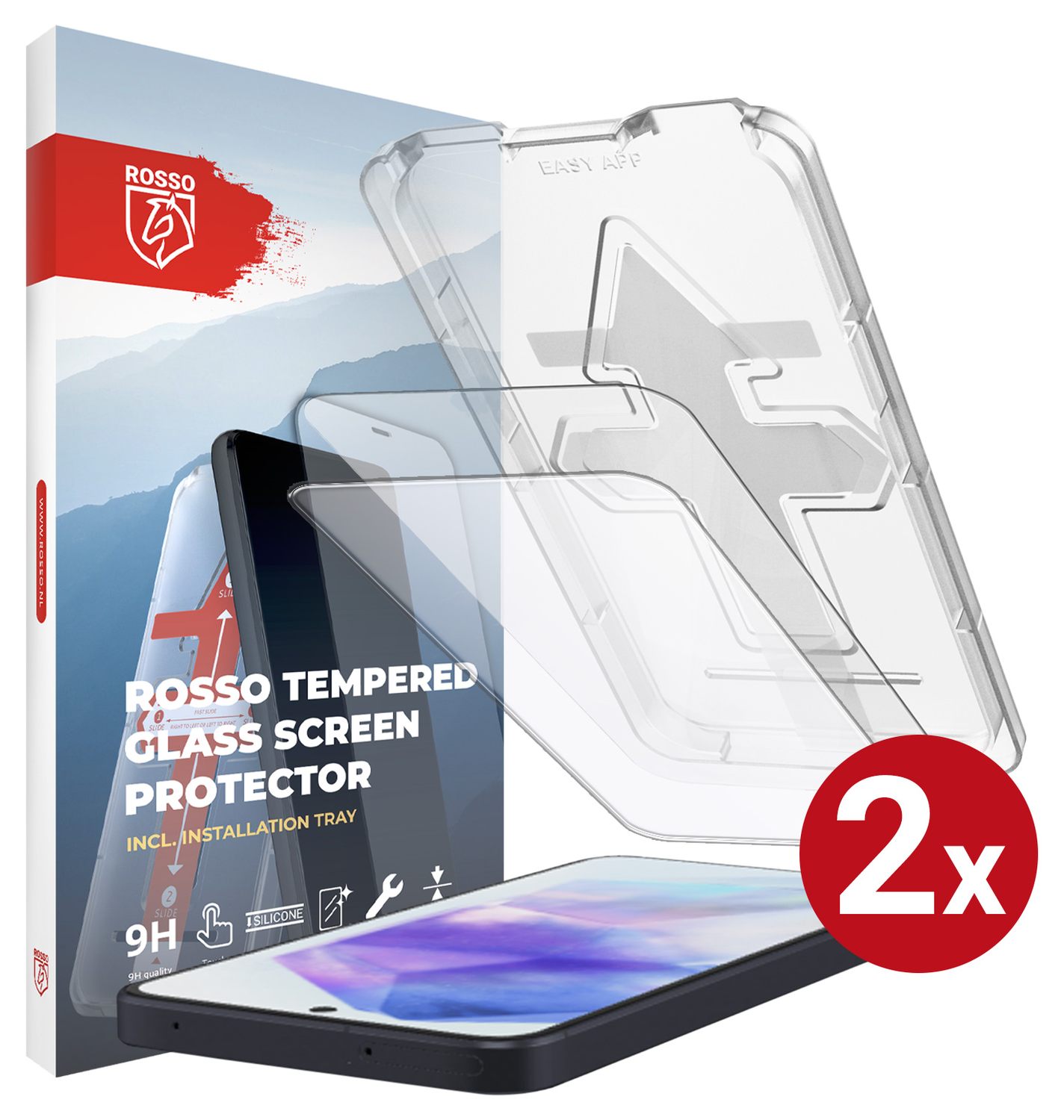 Rosso Samsung Galaxy A53 Tempered Glass met Installatietray (2-Pack) afbeelding 1