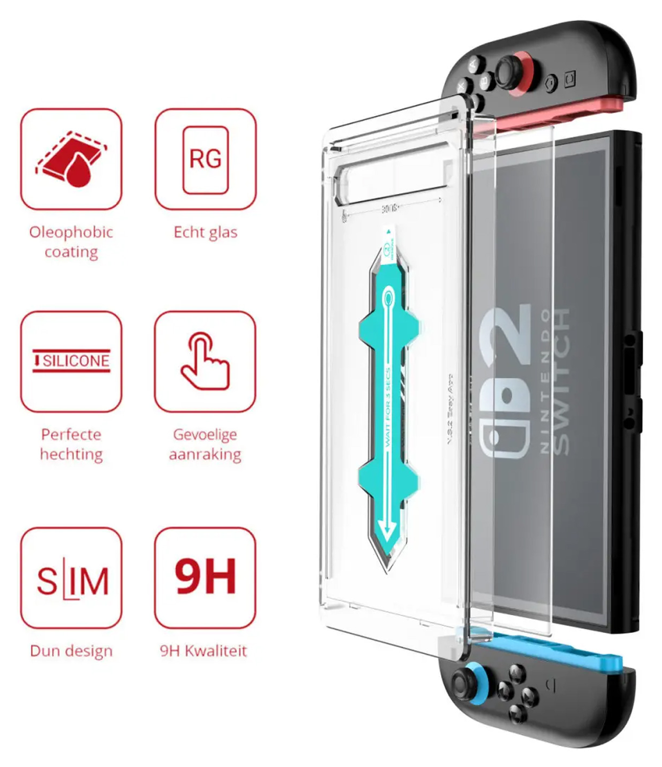 Rosso Nintendo Switch 2 Tempered Glass met Installatietray (2-Pack) afbeelding 2
