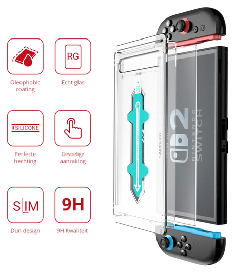 Rosso Nintendo Switch 2 Tempered Glass met Installatietray (2-Pack) afbeelding 2