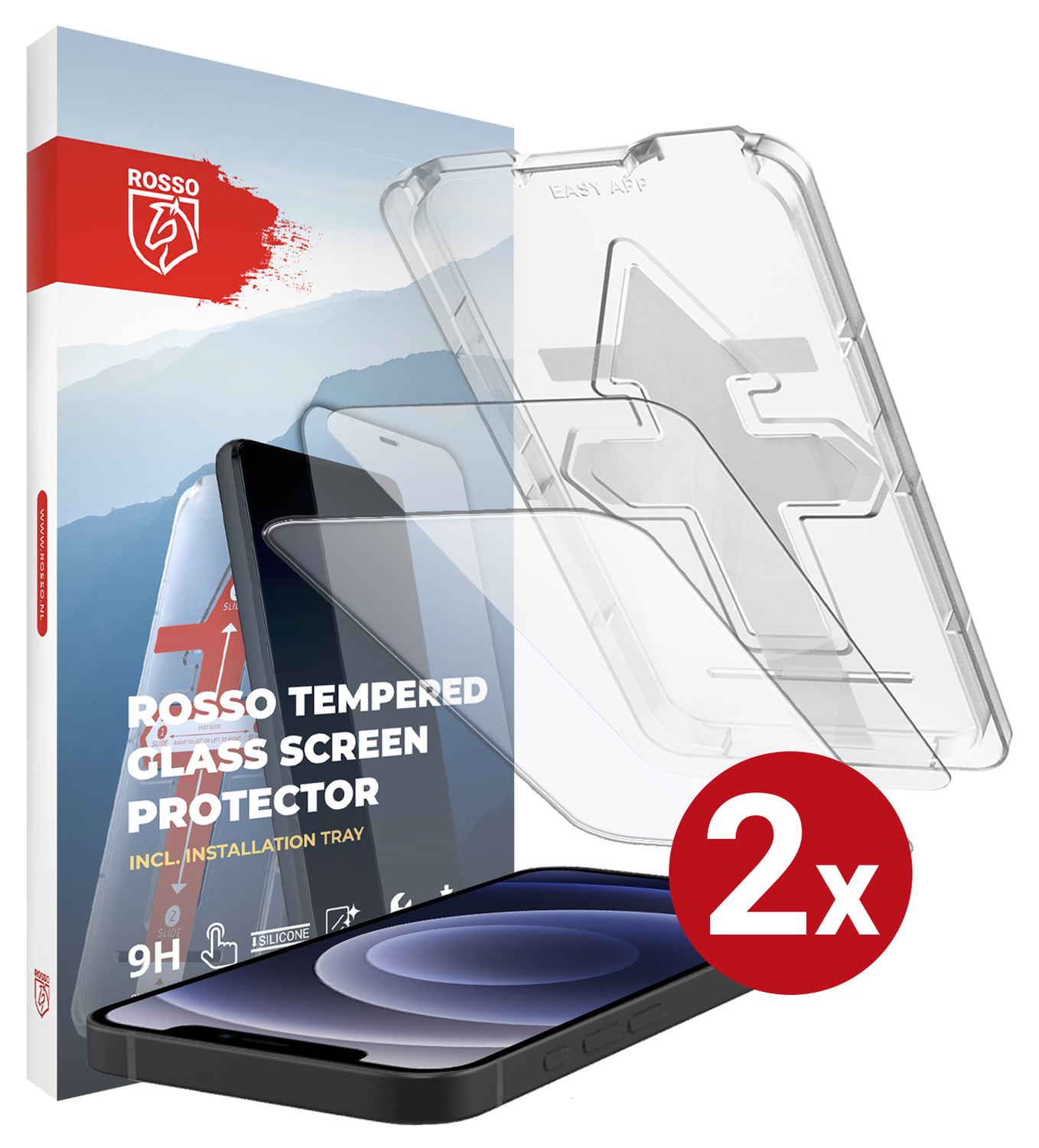 Rosso Apple iPhone 12 / 12 Pro Tempered Glass met Installatietray (2-Pack) afbeelding 12
