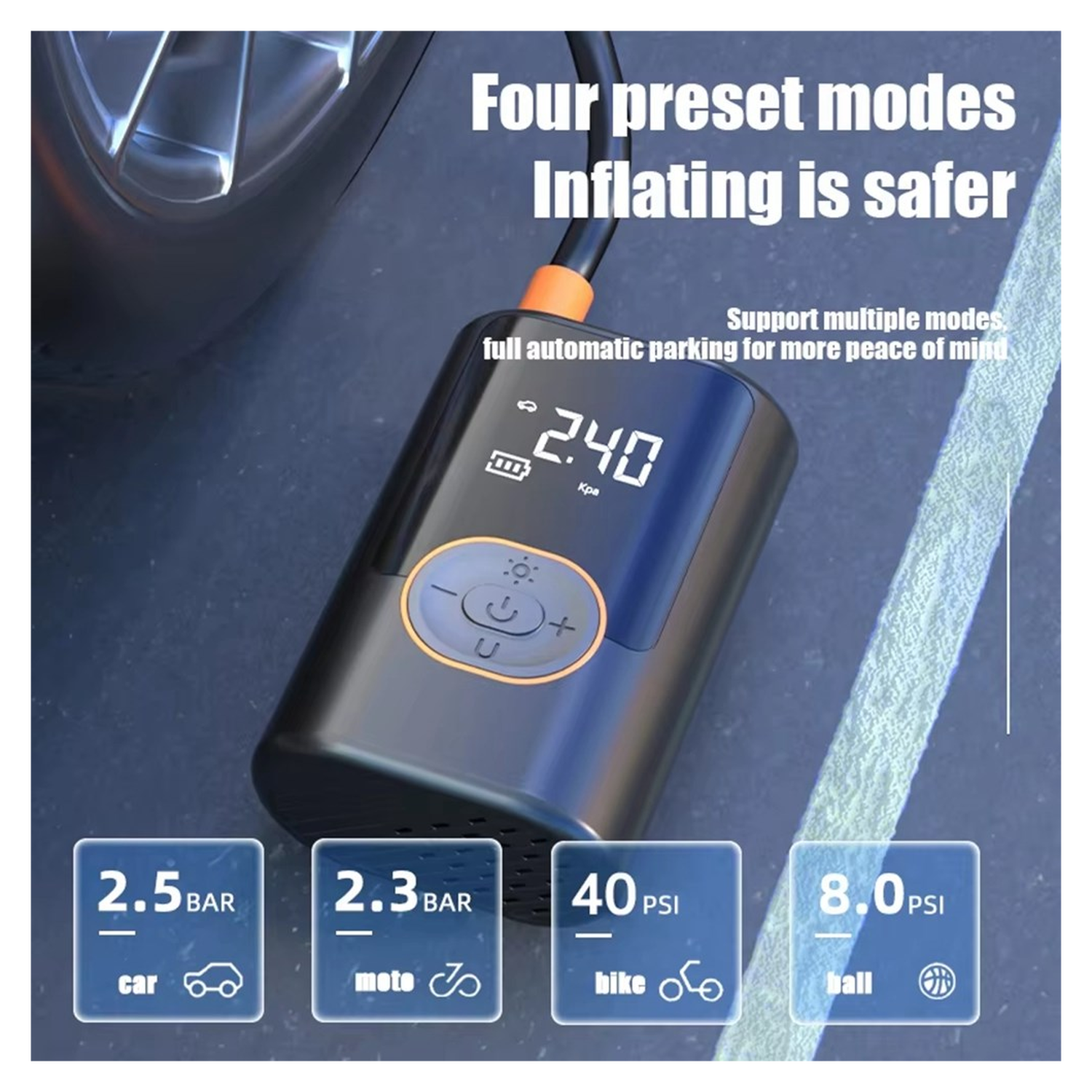 4.000 mAh Powerbank met 150PSI Lucht Compressor voor Auto, E-bike en Fiets afbeelding 5