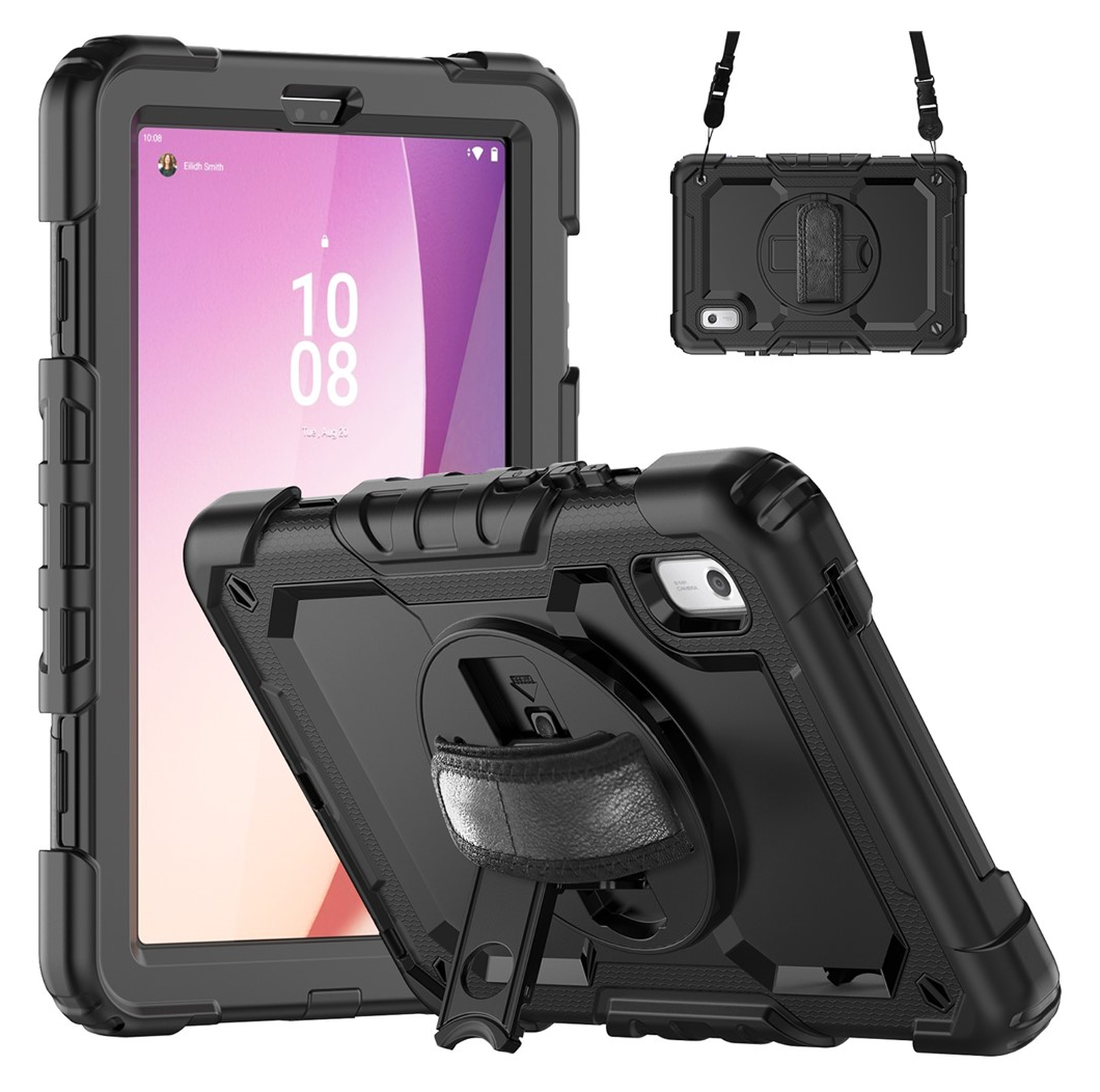 Lenovo Tab One Hoes met Ingebouwde Screen Protector en Handriem Zwart afbeelding 1