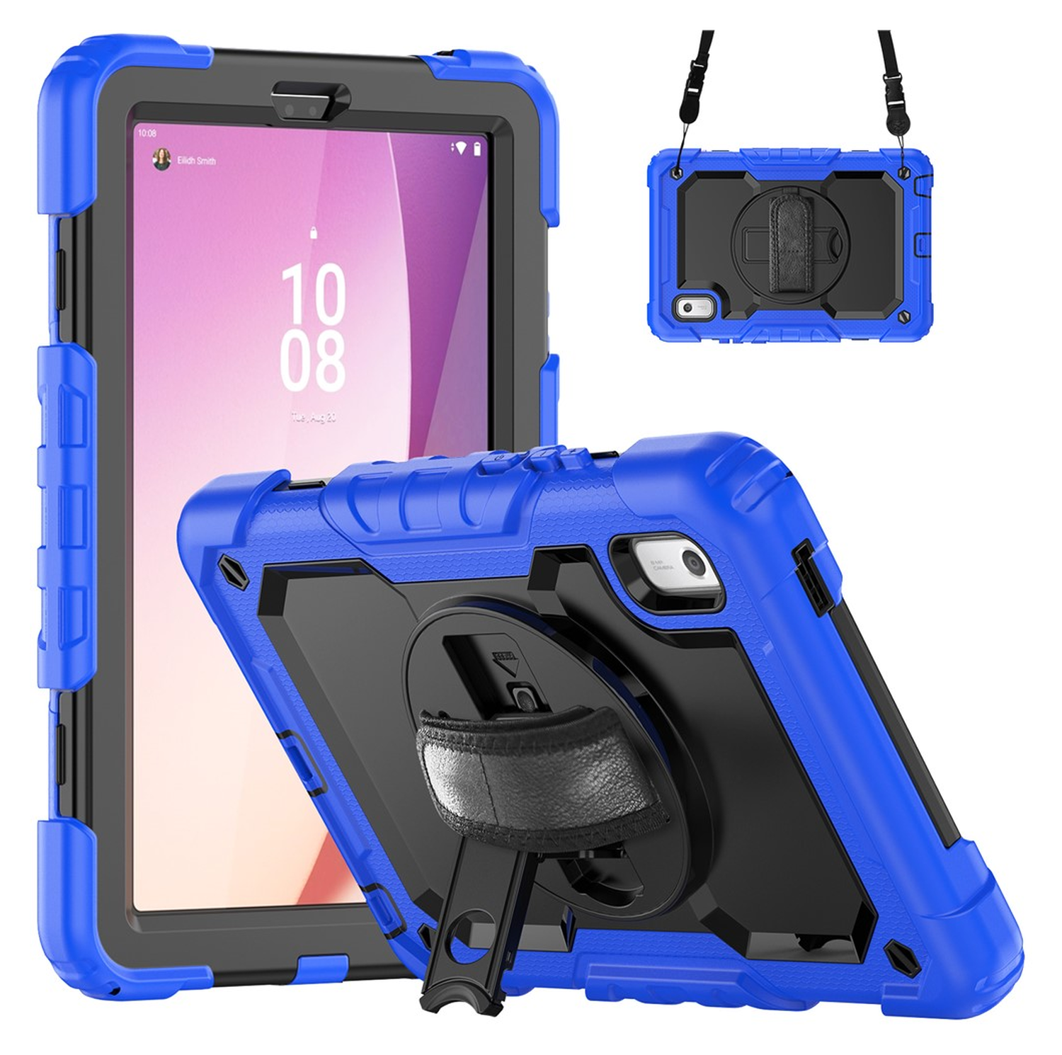 Lenovo Tab One Hoes met Ingebouwde Screen Protector en Handriem Blauw afbeelding 1