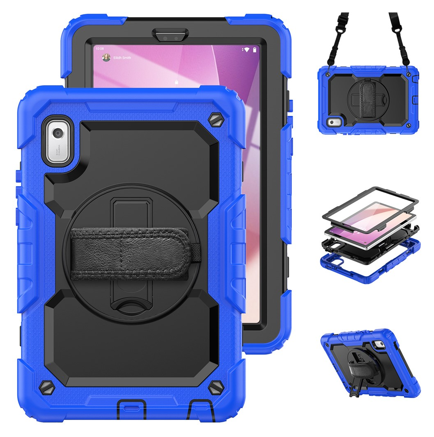 Lenovo Tab One Hoes met Ingebouwde Screen Protector en Handriem Blauw afbeelding 2