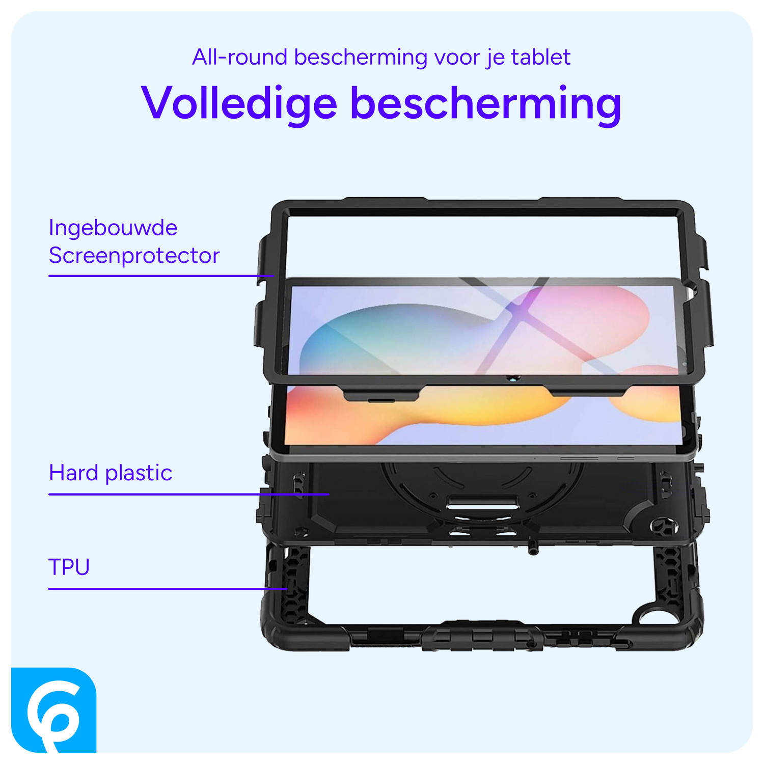 Lenovo Tab One Hoes met Ingebouwde Screen Protector en Handriem Blauw afbeelding 5