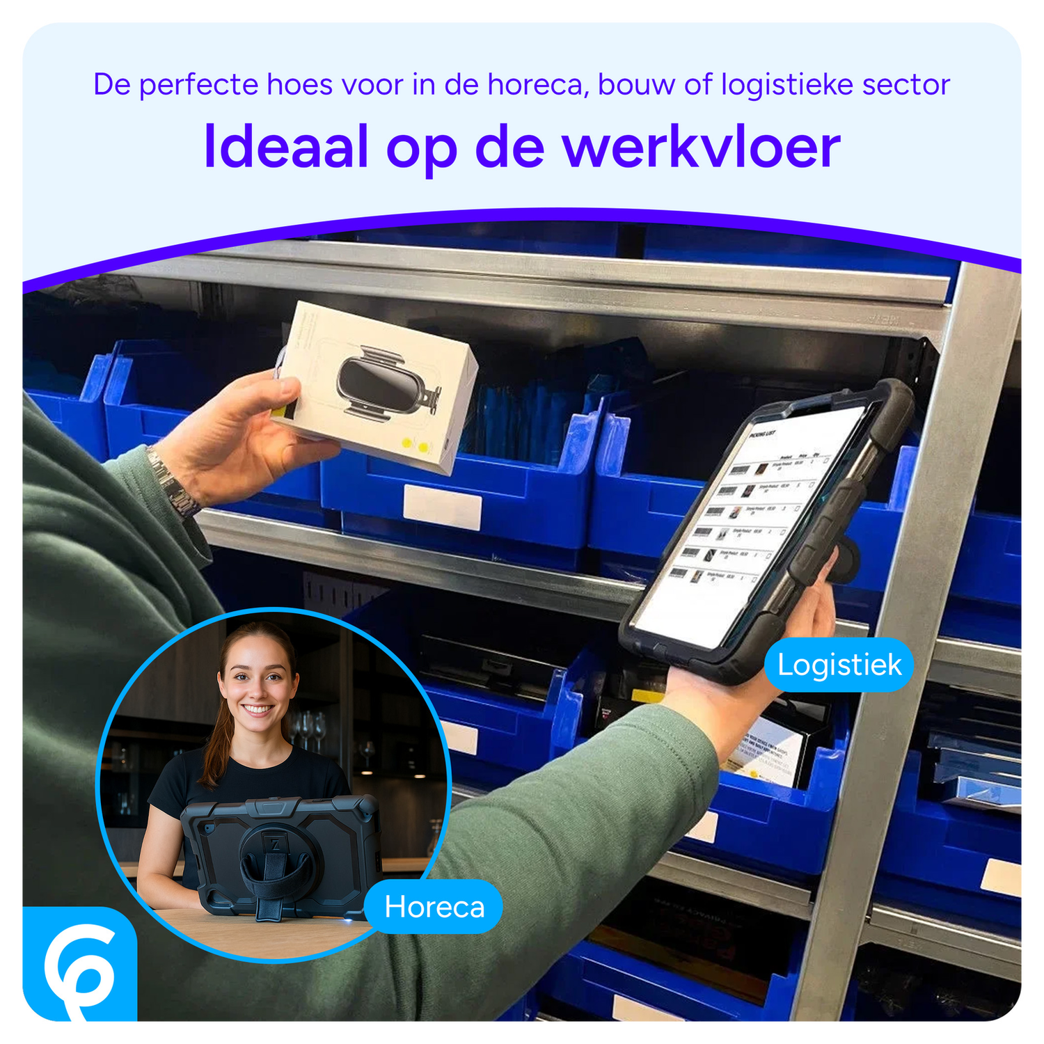 Lenovo Tab One Hoes met Ingebouwde Screen Protector en Handriem Blauw afbeelding 6
