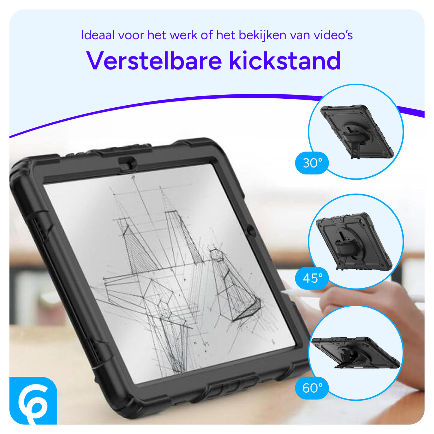 Lenovo Tab One Hoes met Ingebouwde Screen Protector en Handriem Blauw afbeelding 8