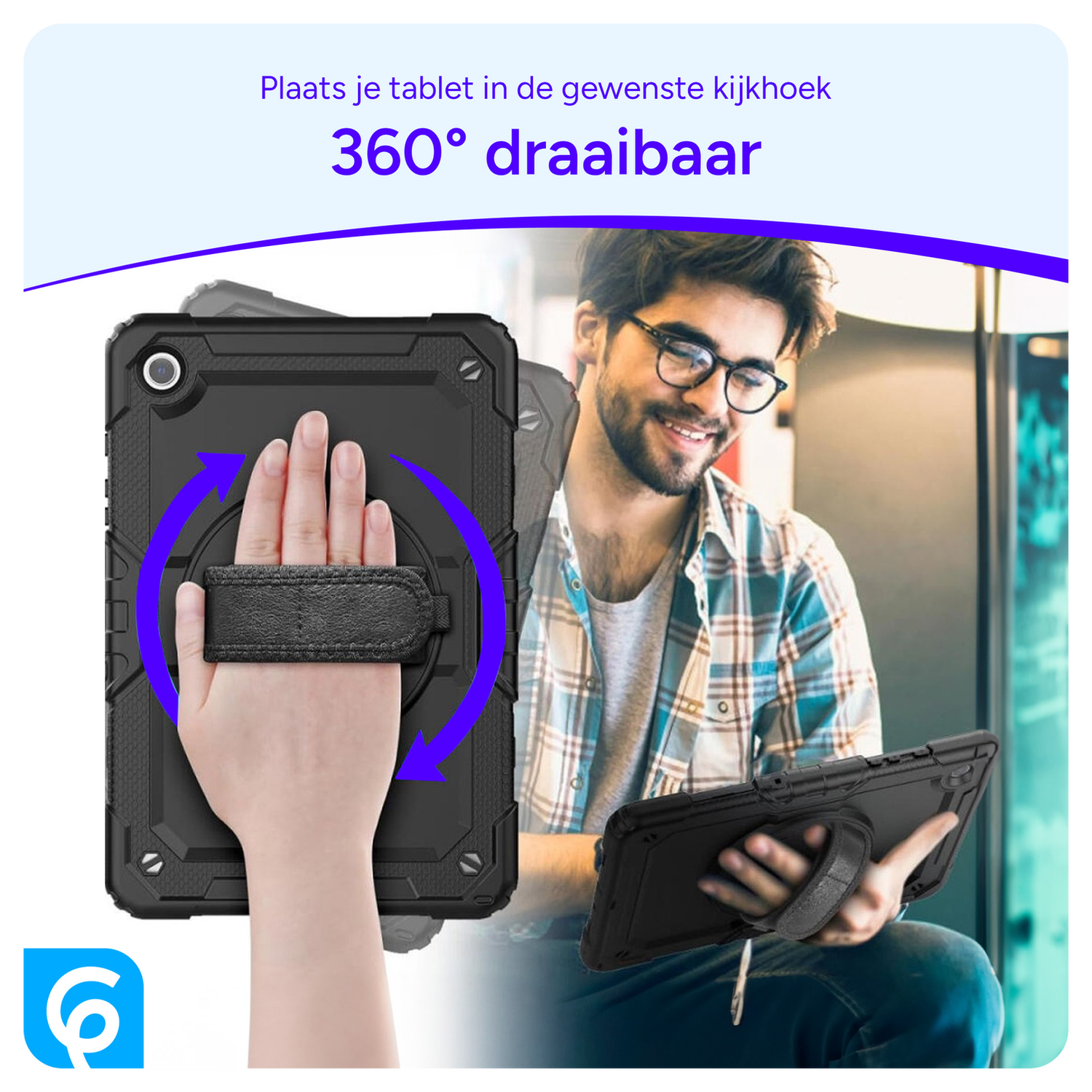 Lenovo Tab One Hoes met Ingebouwde Screen Protector en Handriem Blauw afbeelding 9