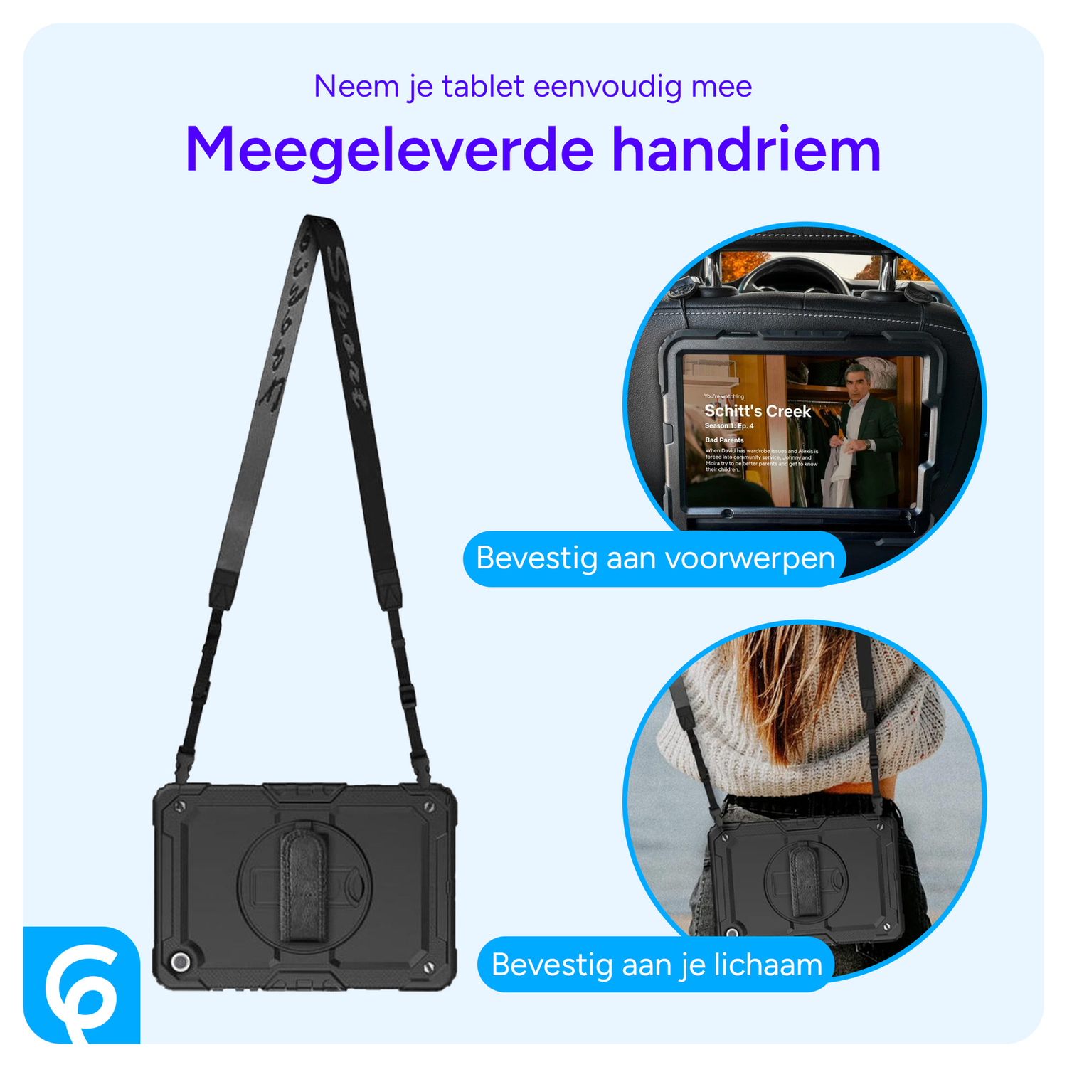 Lenovo Tab One Hoes met Ingebouwde Screen Protector en Handriem Blauw afbeelding 10