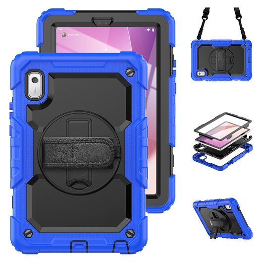 Lenovo Tab One Hoes met Ingebouwde Screen Protector en Handriem Blauw afbeelding 2