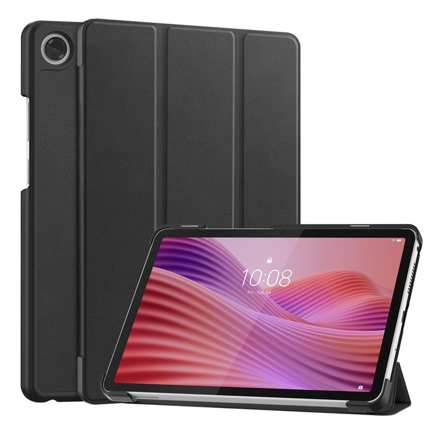 Lenovo Tab One Hoes Tri-Fold Book Case met Standaard Zwart afbeelding 1