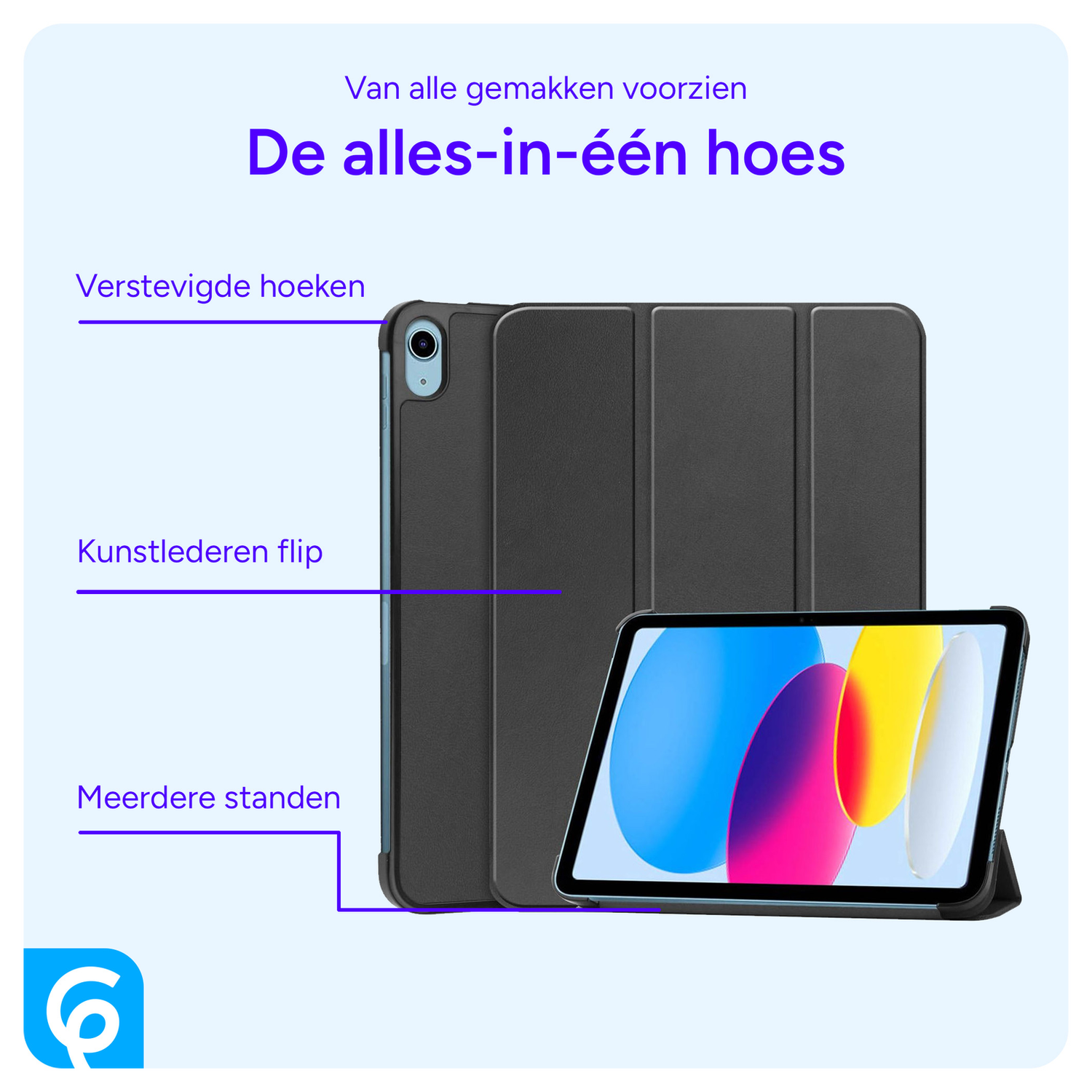 Lenovo Tab One Hoes Tri-Fold Book Case met Standaard Zwart afbeelding 3