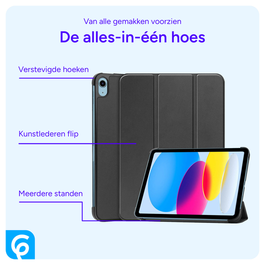 Lenovo Tab One Hoes Tri-Fold Book Case met Standaard Zwart afbeelding 3