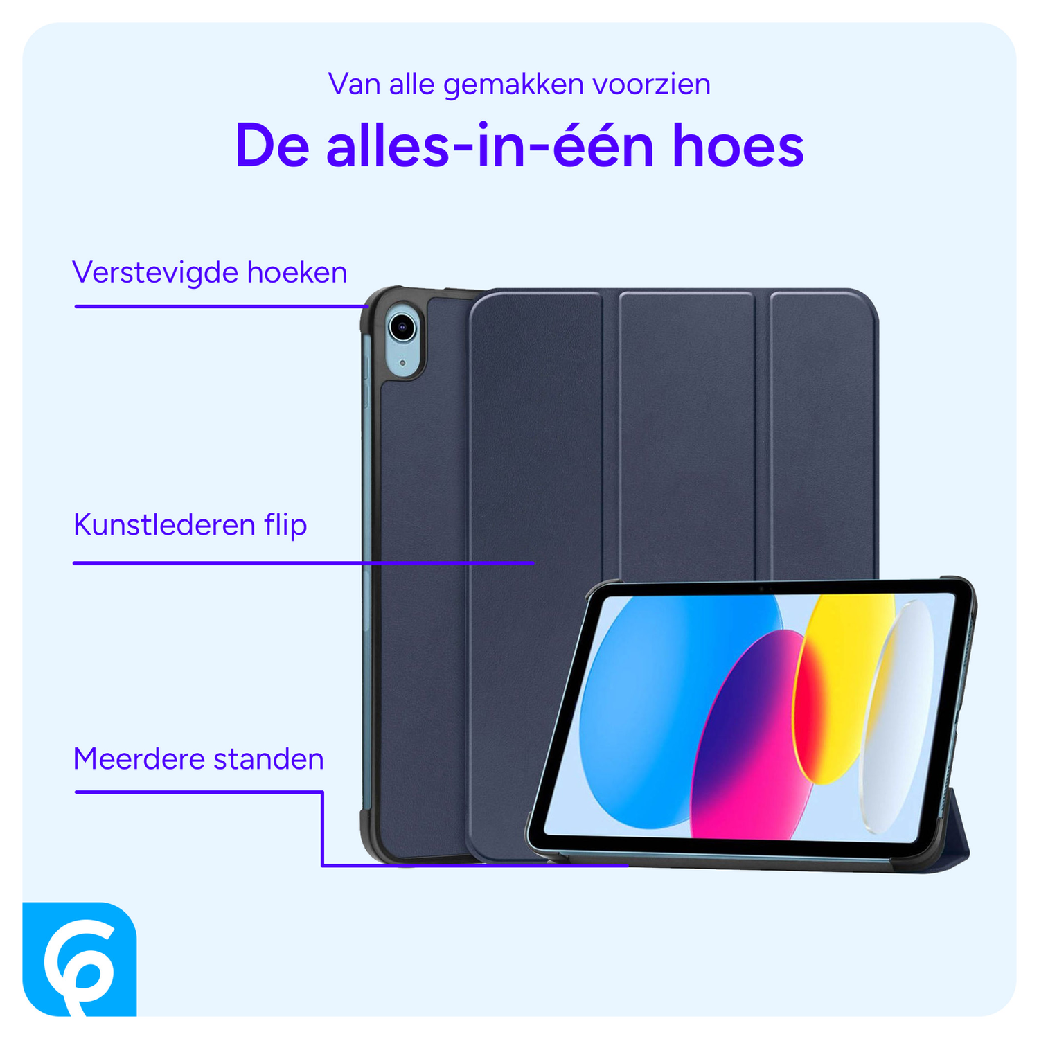 Lenovo Tab One Hoes Tri-Fold Book Case met Standaard Blauw afbeelding 3
