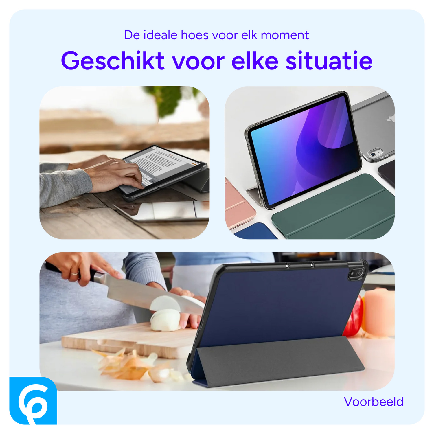 Lenovo Tab One Hoes Tri-Fold Book Case met Standaard Blauw afbeelding 4