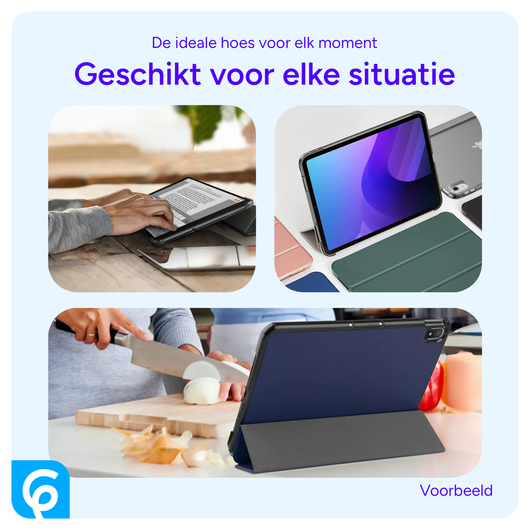 Lenovo Tab One Hoes Tri-Fold Book Case met Standaard Blauw afbeelding 4