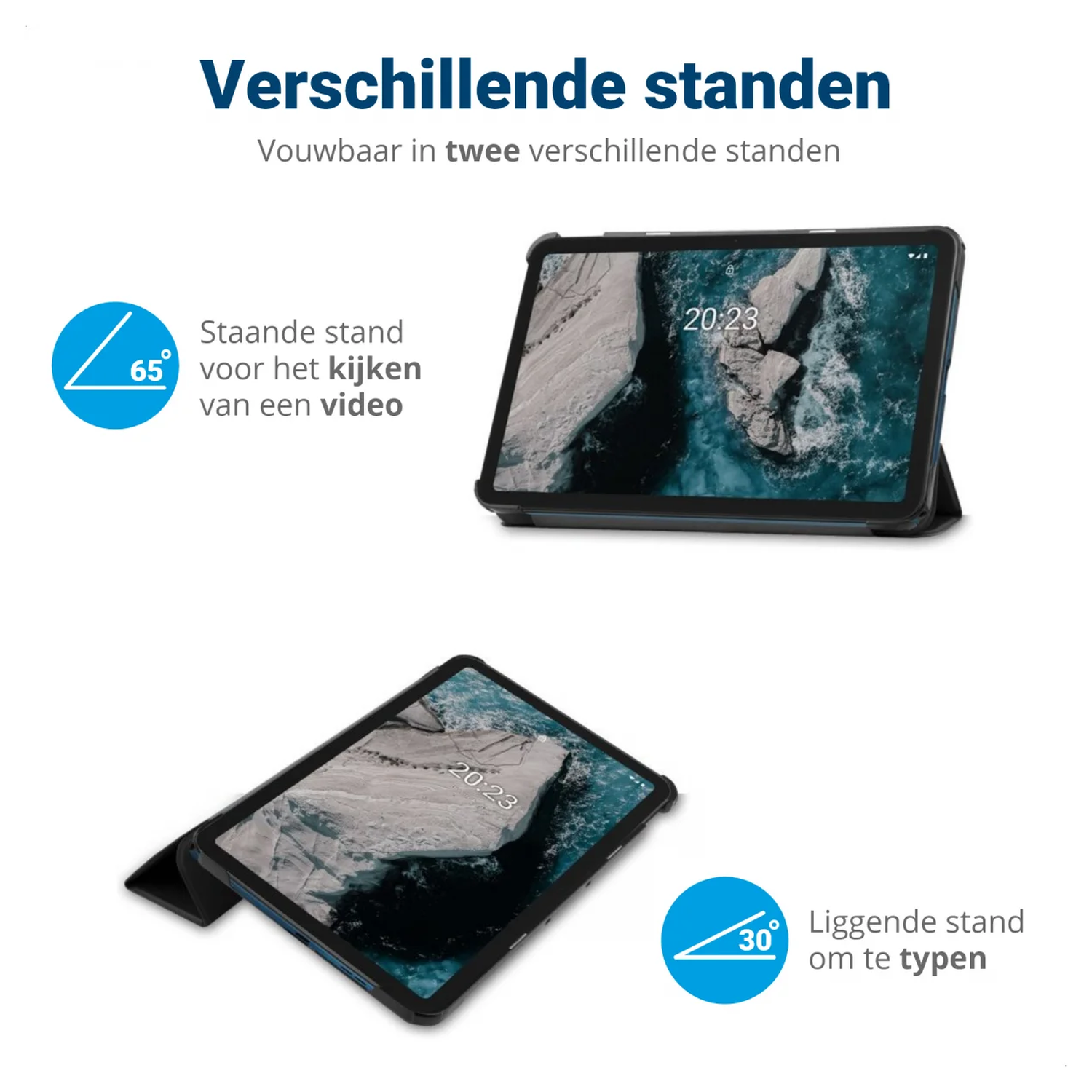 Lenovo Tab One Hoes Tri-Fold Book Case met Standaard Touch afbeelding 3