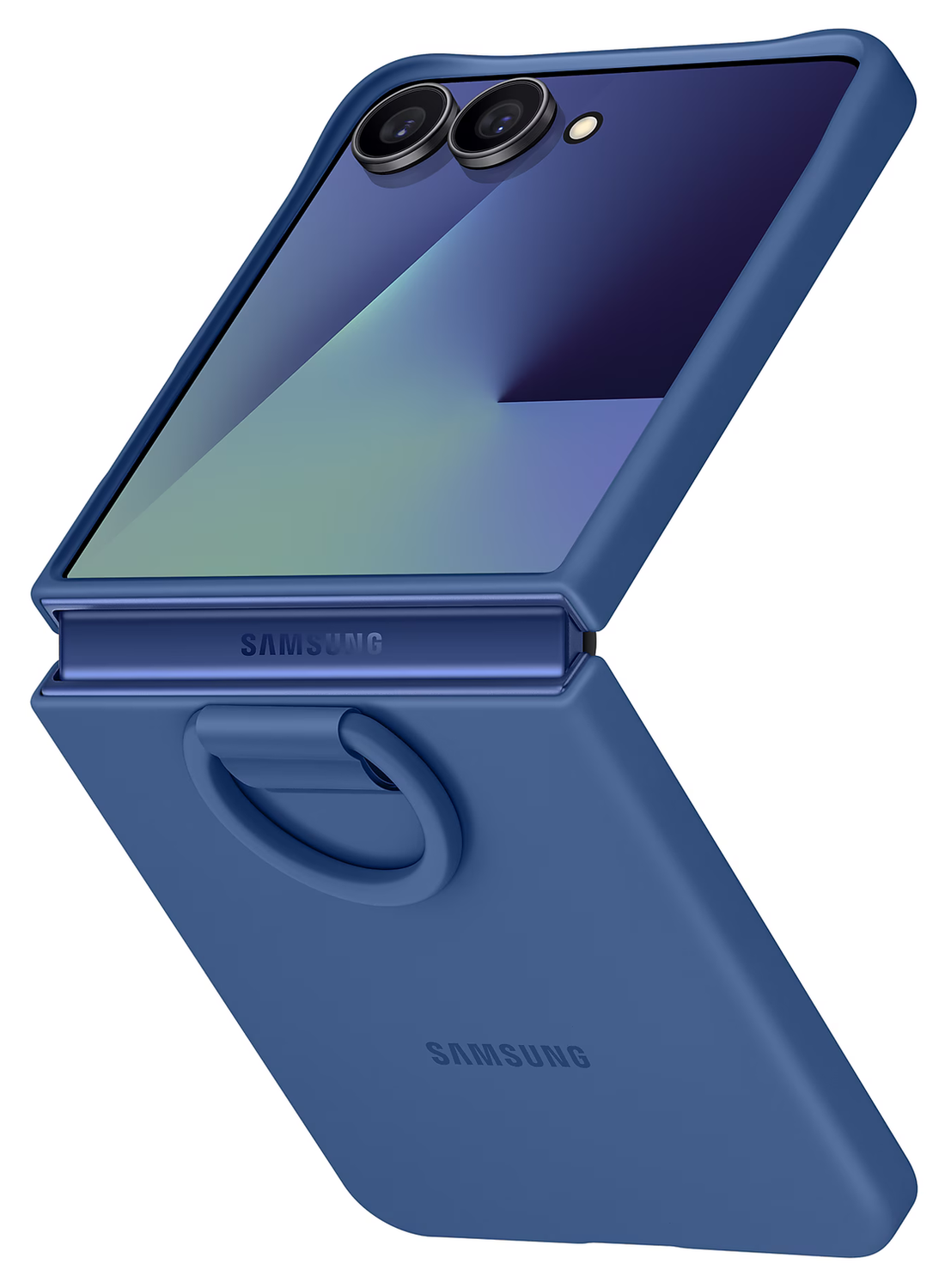 Origineel Samsung Galaxy Z Flip 7 Hoesje Ring Case Siliconen Blauw afbeelding 1