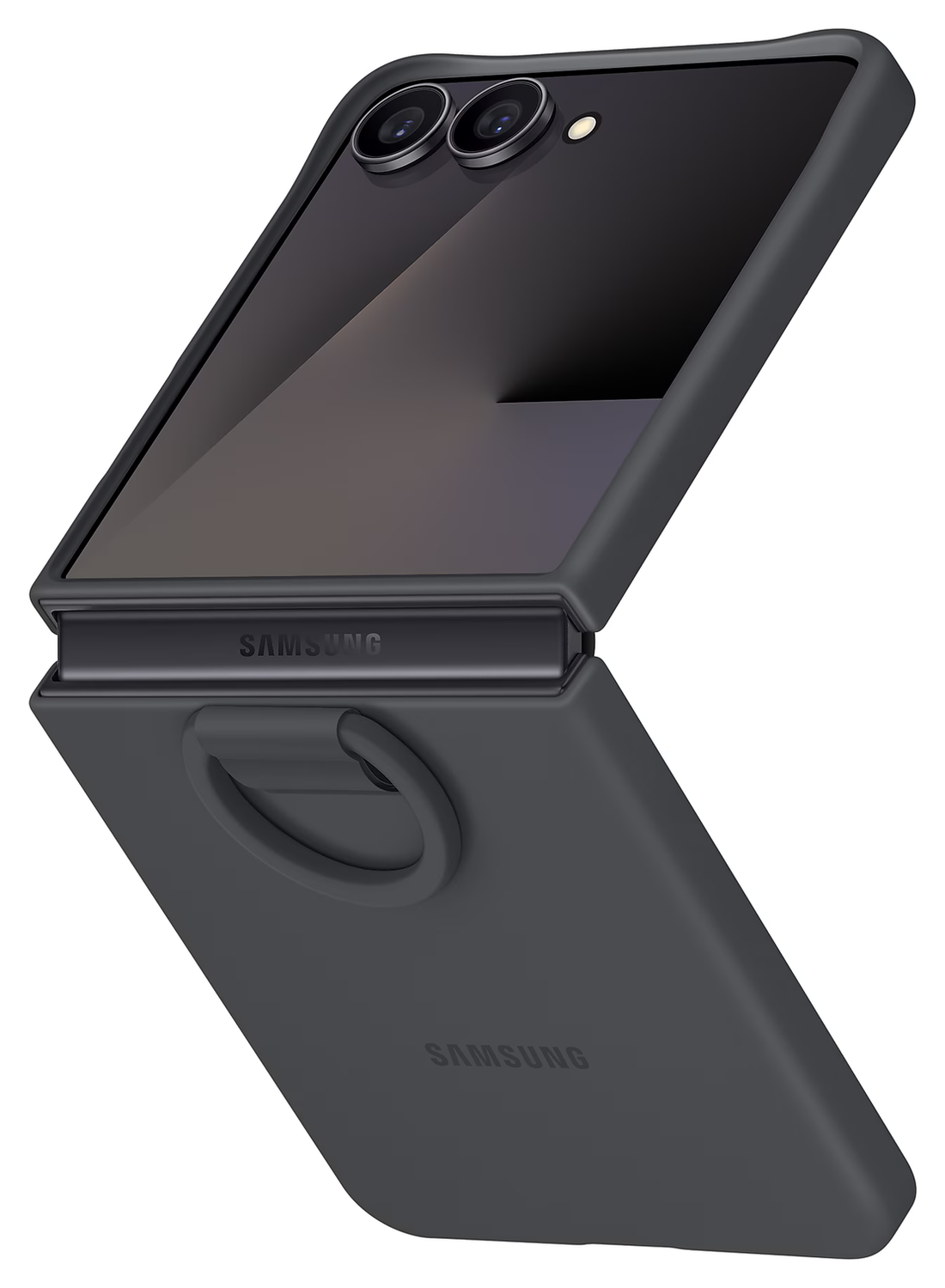 Origineel Samsung Galaxy Z Flip 7 Hoesje Ring Case Siliconen Zwart afbeelding 1