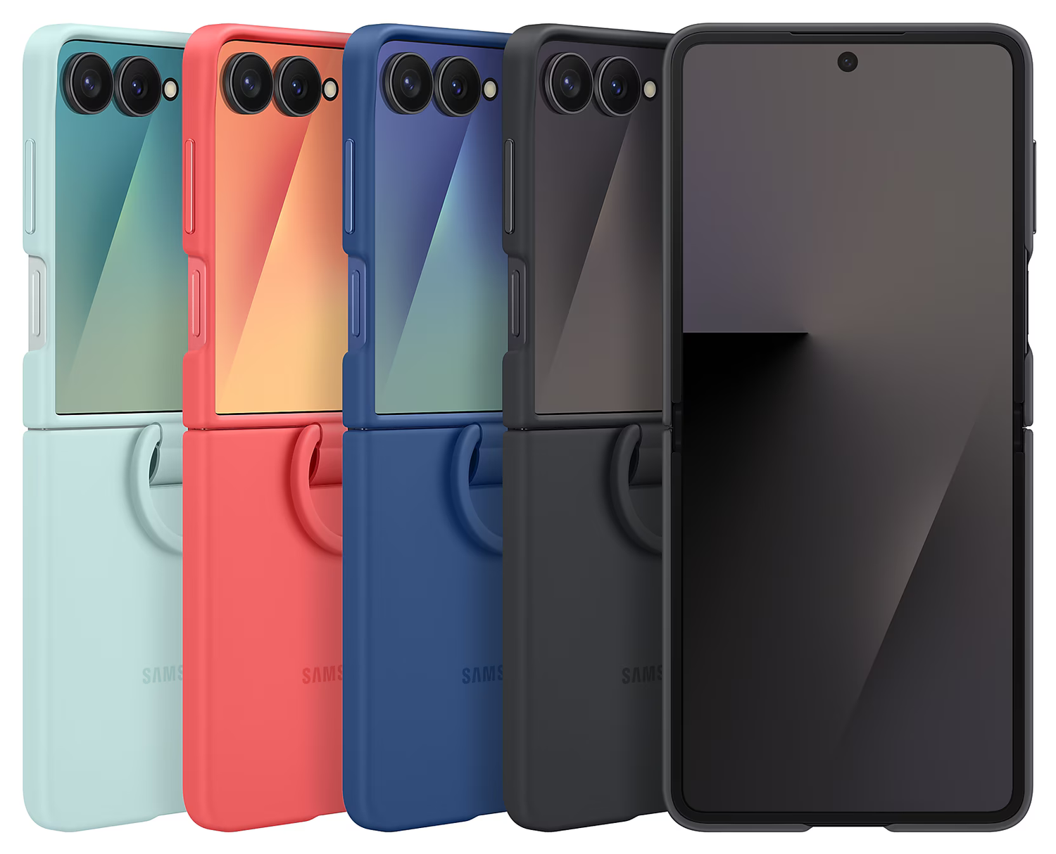 Origineel Samsung Galaxy Z Flip 7 Hoesje Ring Case Siliconen Zwart afbeelding 7