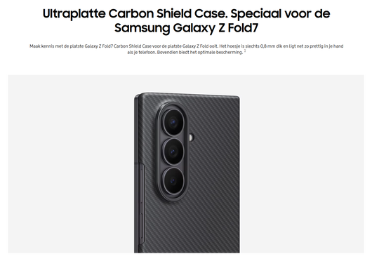 Origineel Samsung Galaxy Z Fold 7 Hoesje Carbon Shield Case Zwart afbeelding 6