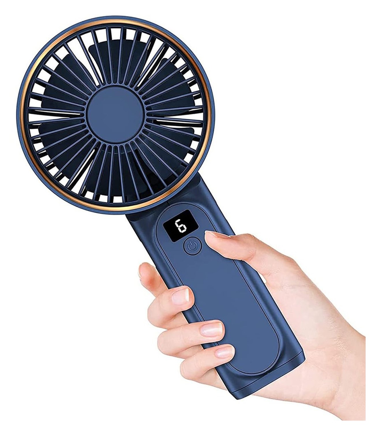 Draagbare Mini Hand Ventilator Oplaadbaar met Nekkoord Blauw afbeelding 2