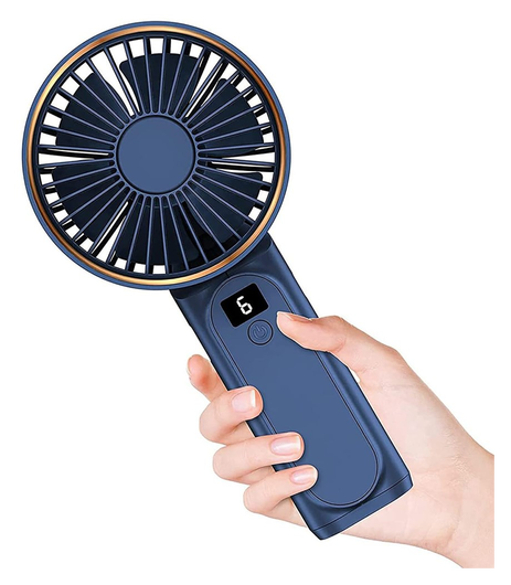 Draagbare Mini Hand Ventilator Oplaadbaar met Nekkoord Blauw afbeelding 2