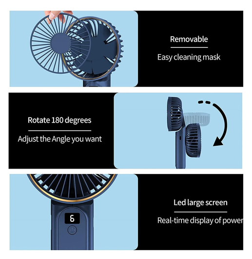 Draagbare Mini Hand Ventilator Oplaadbaar met Nekkoord Zwart afbeelding 6