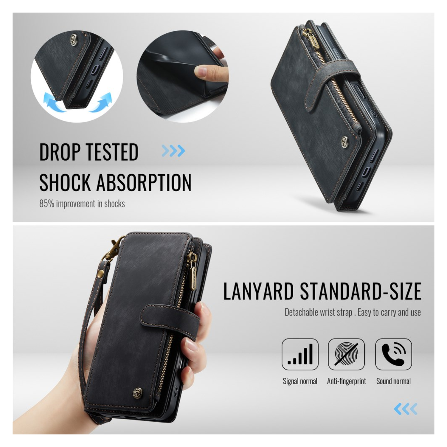 CaseMe C30 Apple iPhone 17 Hoesje Pasjeshouder Book Case Zwart afbeelding 6