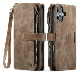 CaseMe C30 Apple iPhone 17 Hoesje Pasjeshouder Book Case Bruin afbeelding