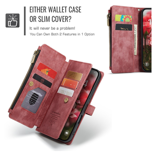 CaseMe C30 Apple iPhone 17 Hoesje Pasjeshouder Book Case Rood afbeelding 10