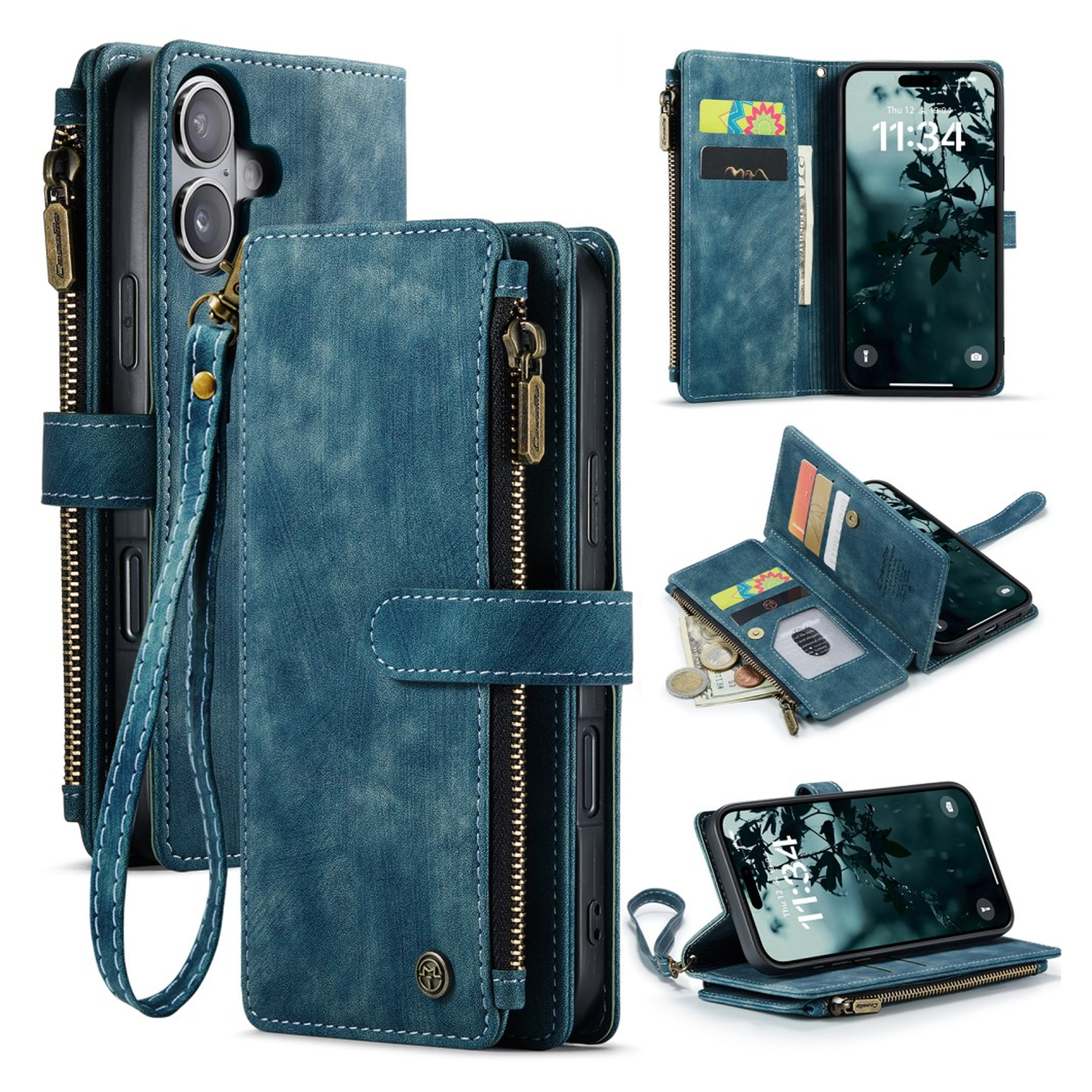 CaseMe C30 Apple iPhone 17 Hoesje Pasjeshouder Book Case Blauw afbeelding 2