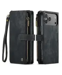 CaseMe C30 Apple iPhone 17 Pro Hoesje Pasjeshouder Book Case Zwart afbeelding