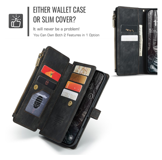 CaseMe C30 Apple iPhone 17 Pro Hoesje Pasjeshouder Book Case Zwart afbeelding 9
