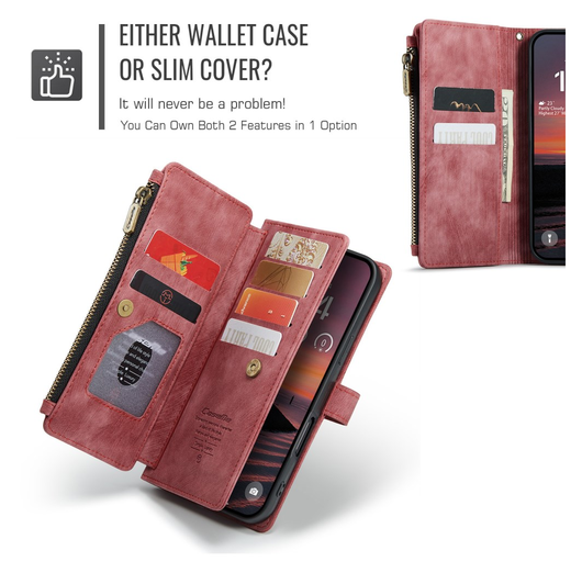 CaseMe C30 Apple iPhone 17 Pro Hoesje Pasjeshouder Book Case Rood afbeelding 9