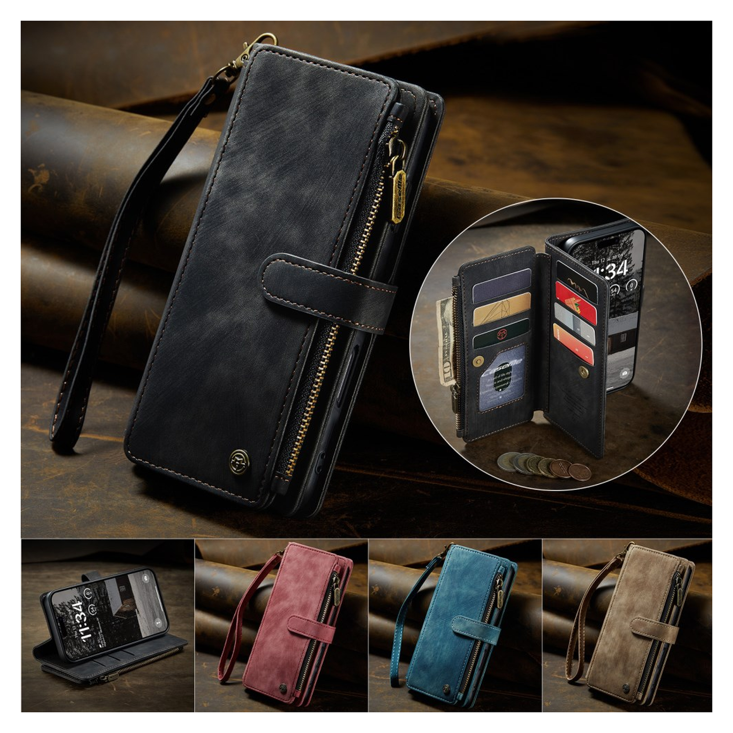 CaseMe C30 Apple iPhone Air Hoesje Pasjeshouder Book Case Zwart afbeelding 4