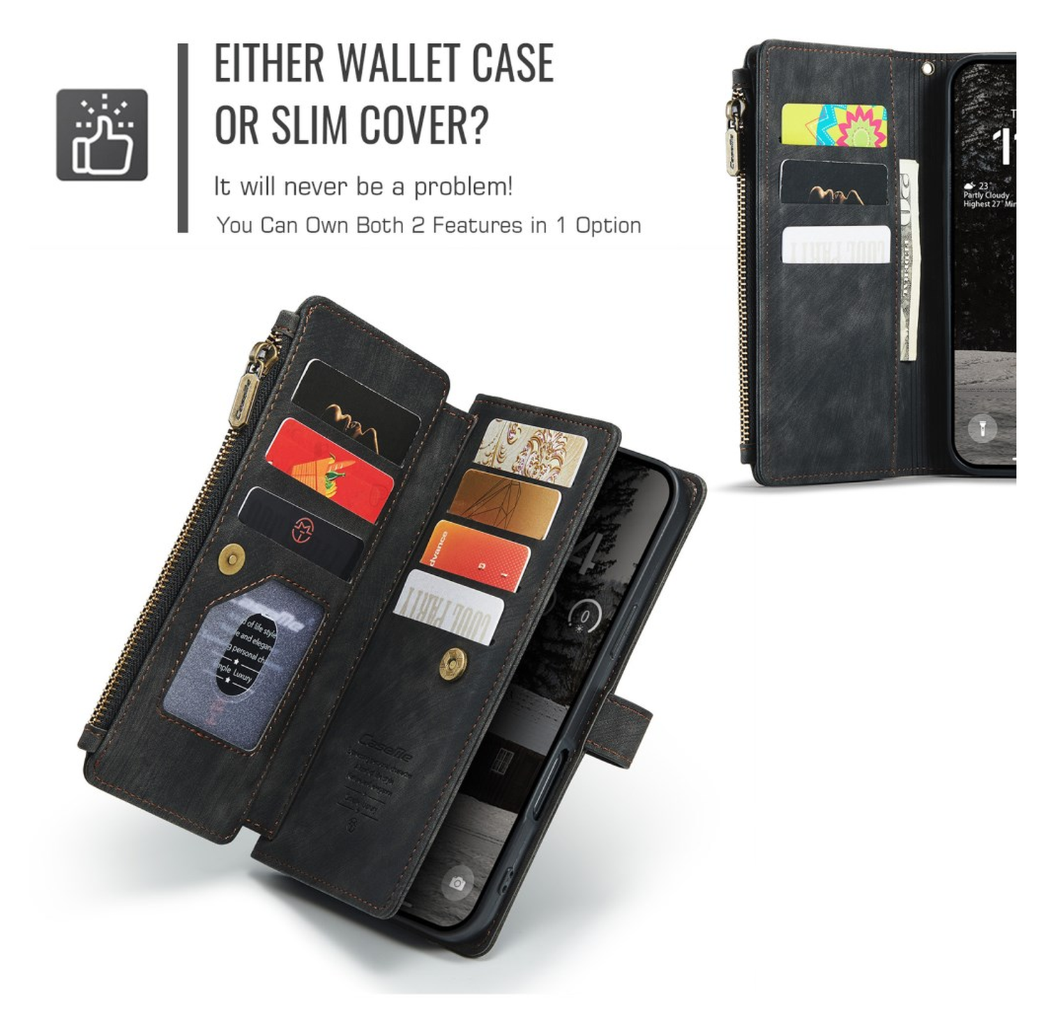CaseMe C30 Apple iPhone Air Hoesje Pasjeshouder Book Case Zwart afbeelding 9