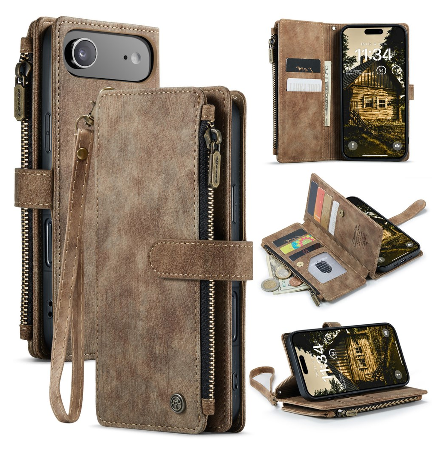 CaseMe C30 Apple iPhone Air Hoesje Pasjeshouder Book Case Bruin afbeelding 2