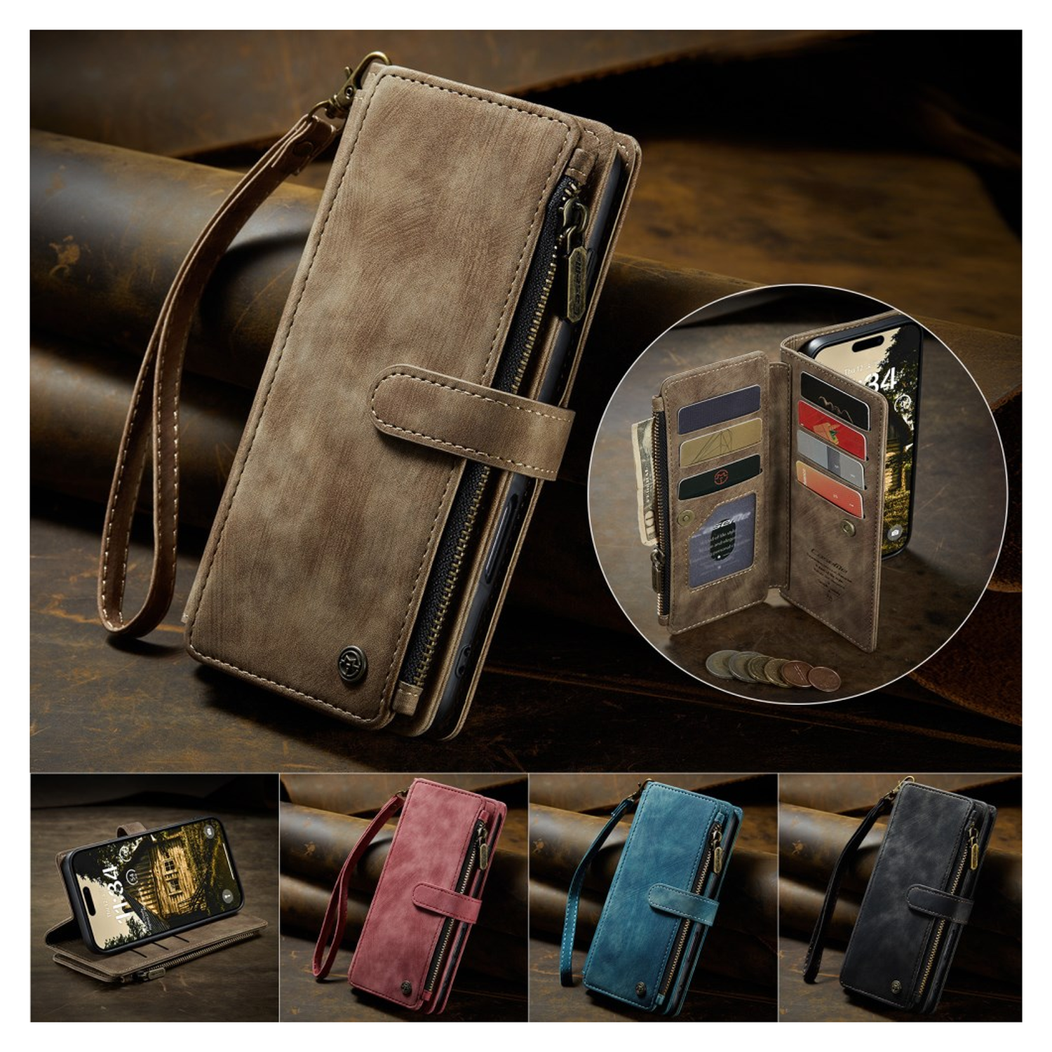 CaseMe C30 Apple iPhone Air Hoesje Pasjeshouder Book Case Bruin afbeelding 5