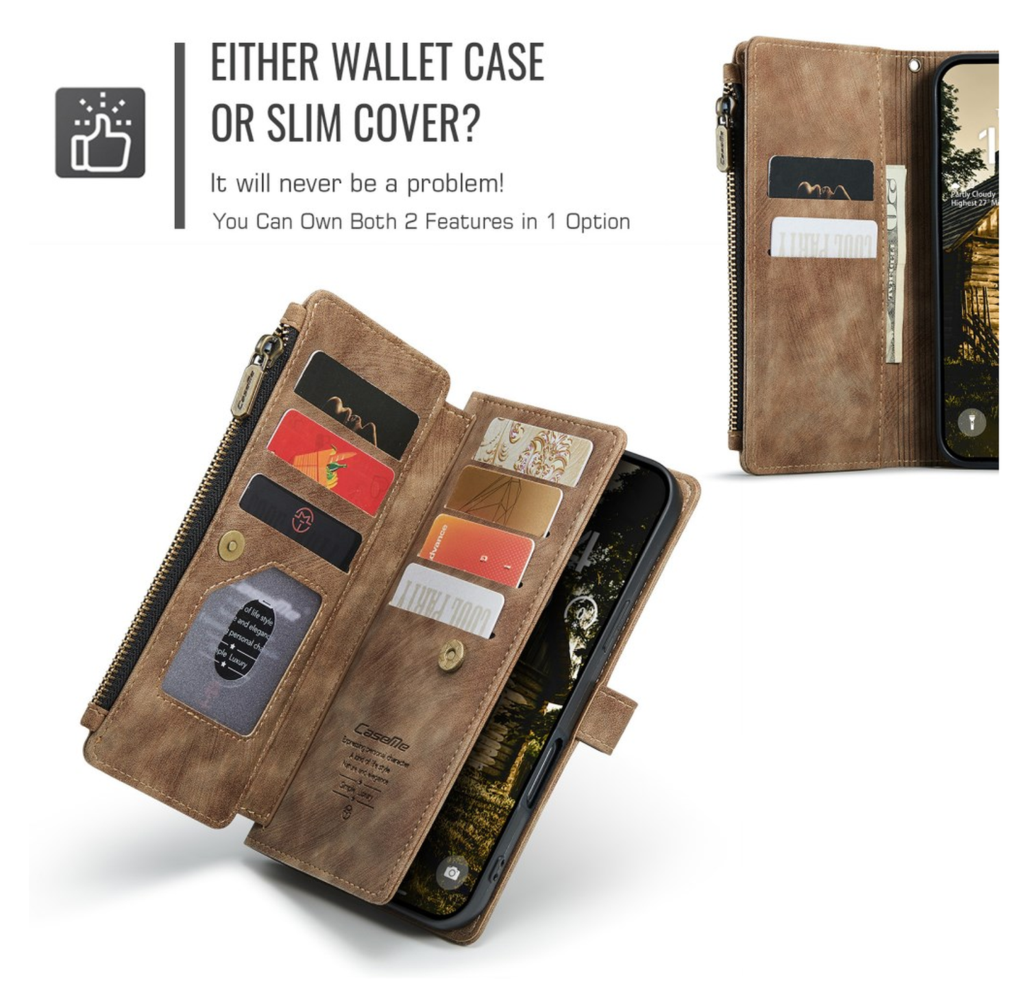 CaseMe C30 Apple iPhone Air Hoesje Pasjeshouder Book Case Bruin afbeelding 9