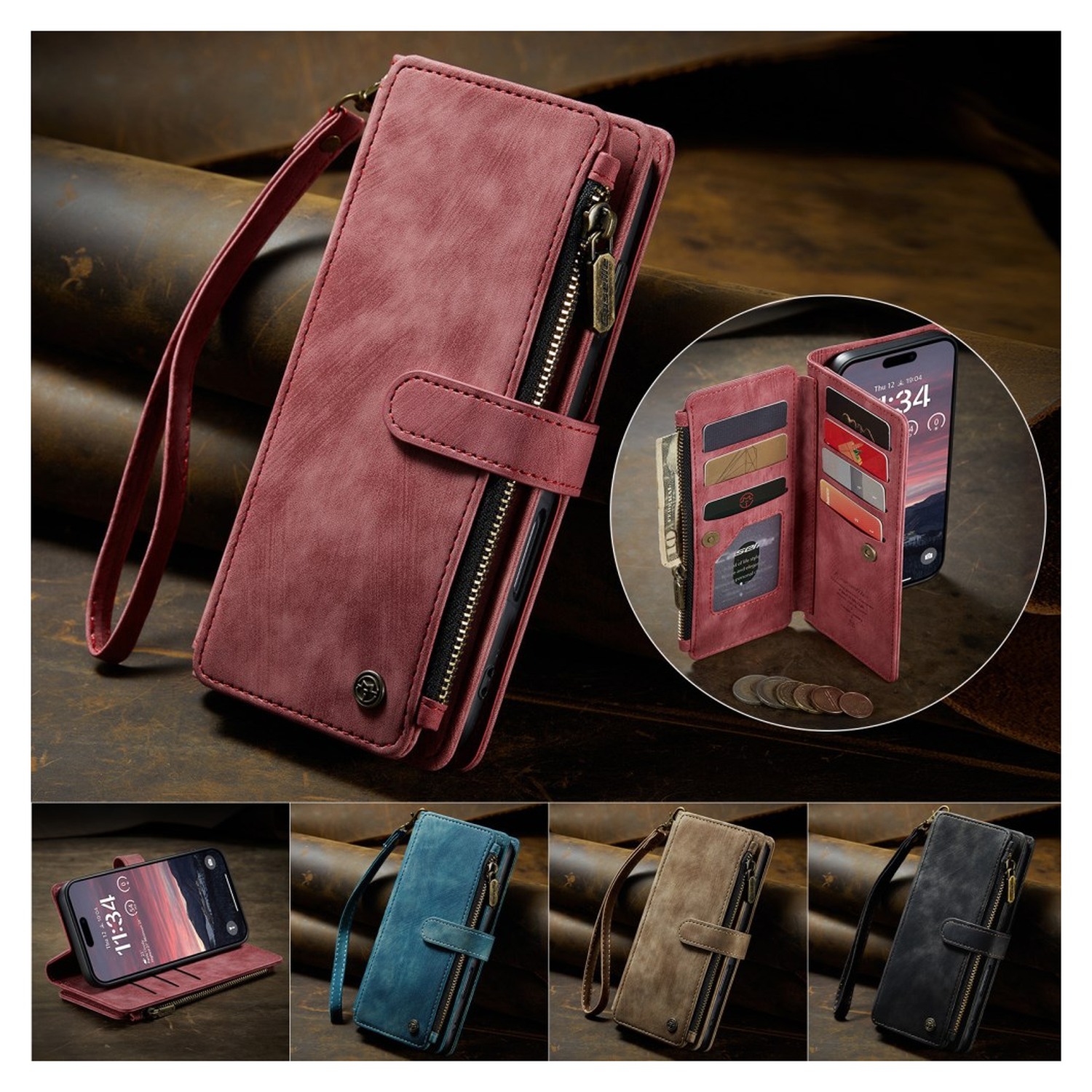 CaseMe C30 Apple iPhone Air Hoesje Pasjeshouder Book Case Rood afbeelding 5