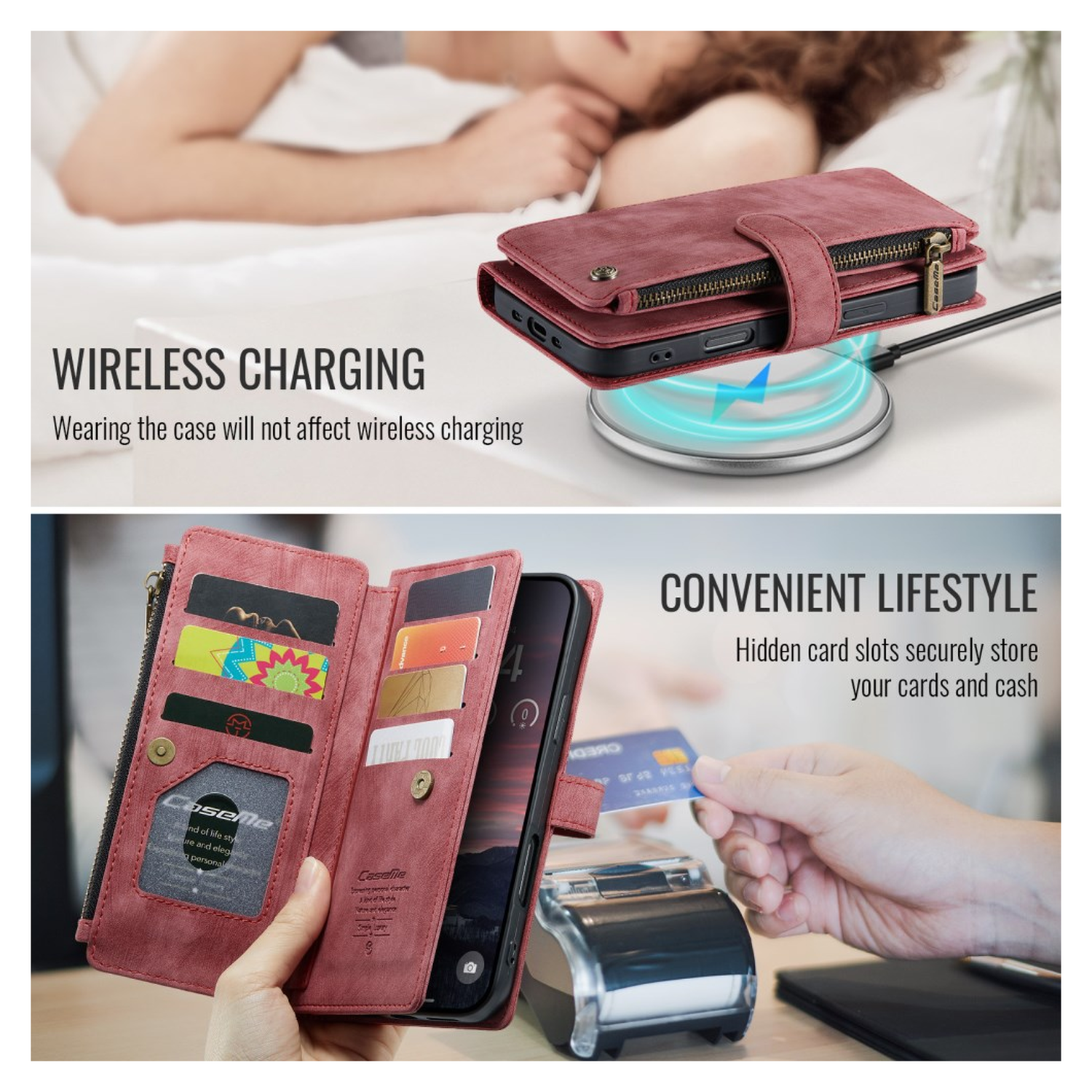 CaseMe C30 Apple iPhone Air Hoesje Pasjeshouder Book Case Rood afbeelding 8