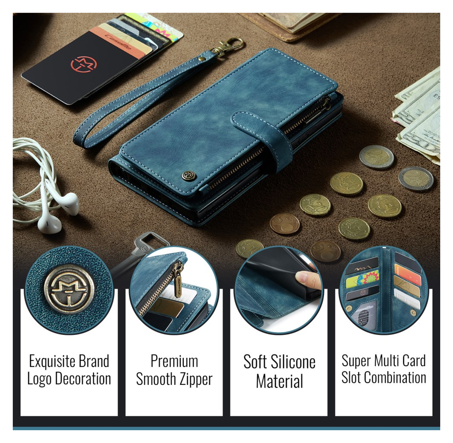 CaseMe C30 Apple iPhone Air Hoesje Pasjeshouder Book Case Blauw afbeelding 10