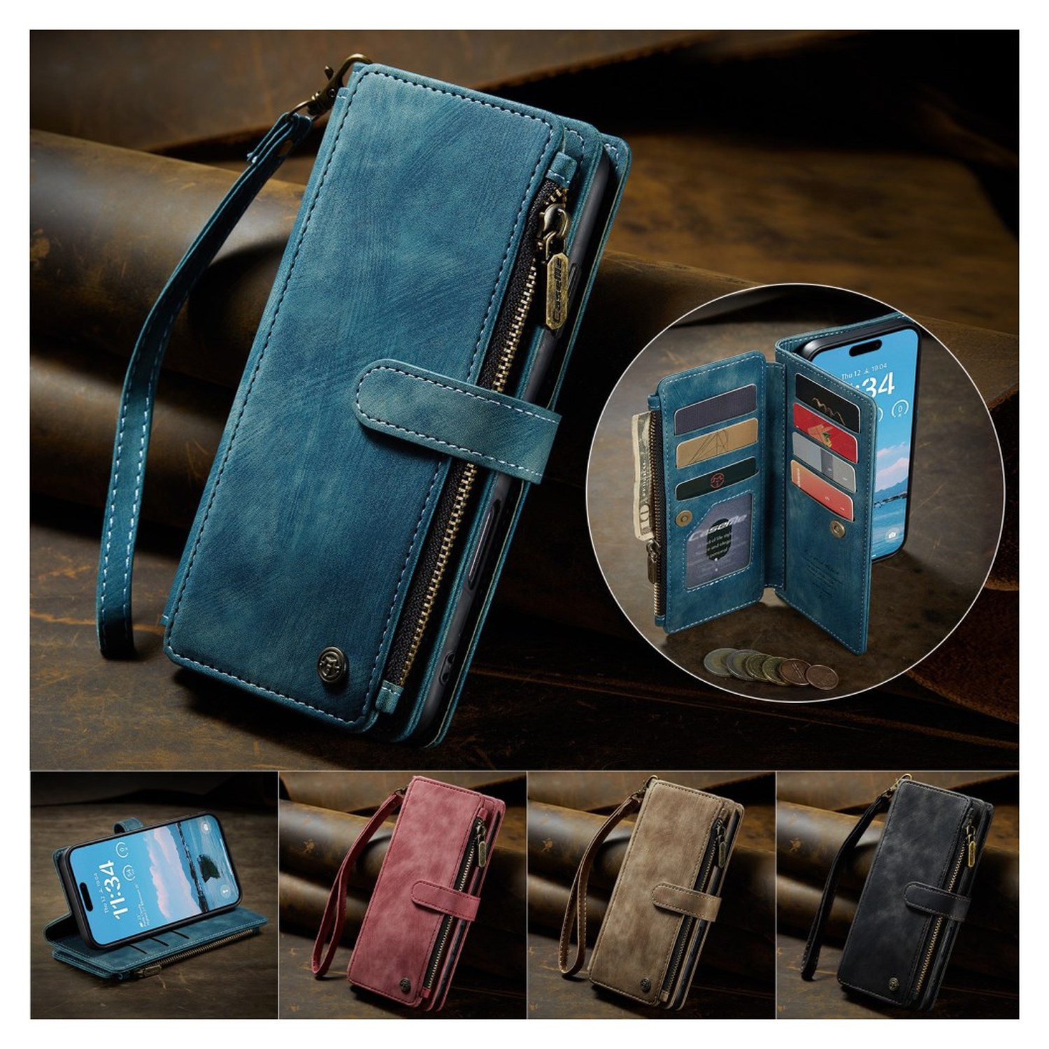 CaseMe C30 Apple iPhone Air Hoesje Pasjeshouder Book Case Blauw afbeelding 5