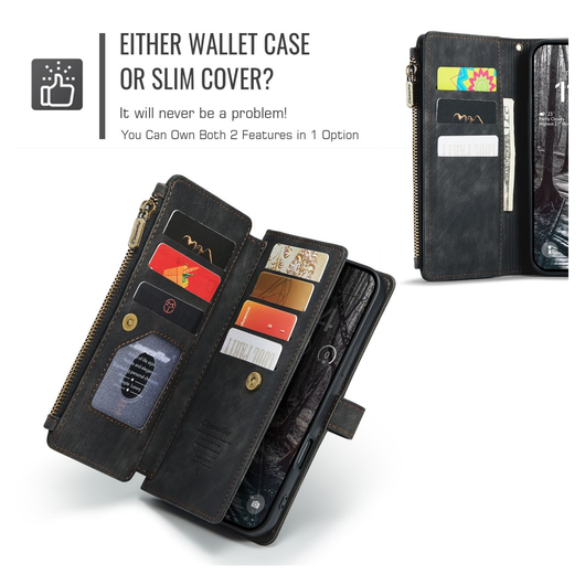CaseMe C30 Apple iPhone 17 Pro Max Hoesje Pasjeshouder Book Case Zwart afbeelding 9