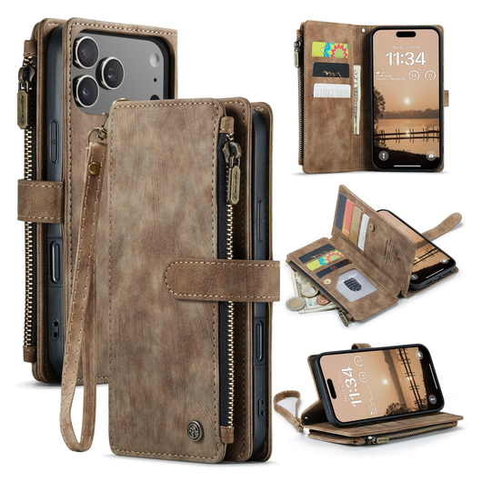 CaseMe C30 Apple iPhone 17 Pro Max Hoesje Pasjeshouder Book Case Bruin afbeelding 2